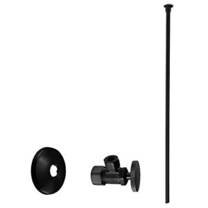 westbrass d105kfh-62 5/8" x 3/8" od x 20" flat head riser supply line kit with round handle angle supply shut off valve for toilet, matte black