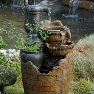 Jeco Glenville Water Pump Cascading Water Fountain, Brown/Black