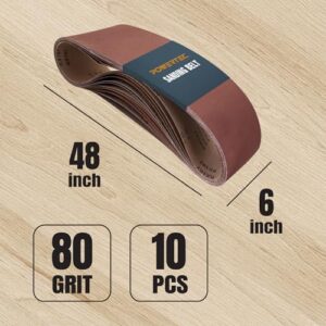 POWERTEC 110530 6 x 48 Inch Sanding Belts, 40 Grit Aluminum Oxide Belt Sander Sanding Belt for Bench Belt Sander, Wood & Paint Sanding, Metal Polishing, 10PK