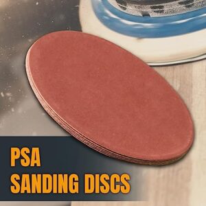 POWERTEC 110260 6 Inch PSA Sanding Discs, 100 Grit, Aluminum Oxide Adhesive Sandpaper for 4x36 Belt Sander, 10PK