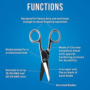 Jonard Tools ES-1964 Stainless Steel Electrician Scissors, for Heavy Duty Use