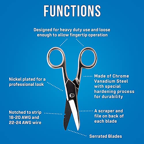 Jonard Tools ES-1964 Stainless Steel Electrician Scissors, for Heavy Duty Use