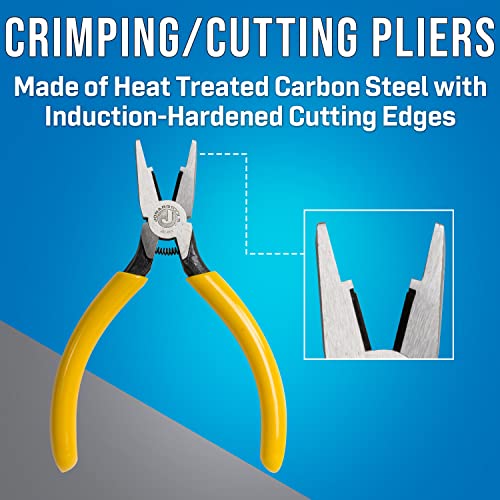 Jonard Tools JIC-891 Connector Crimping Plier with Side Cutter, 5-13/16" Length,Yellow