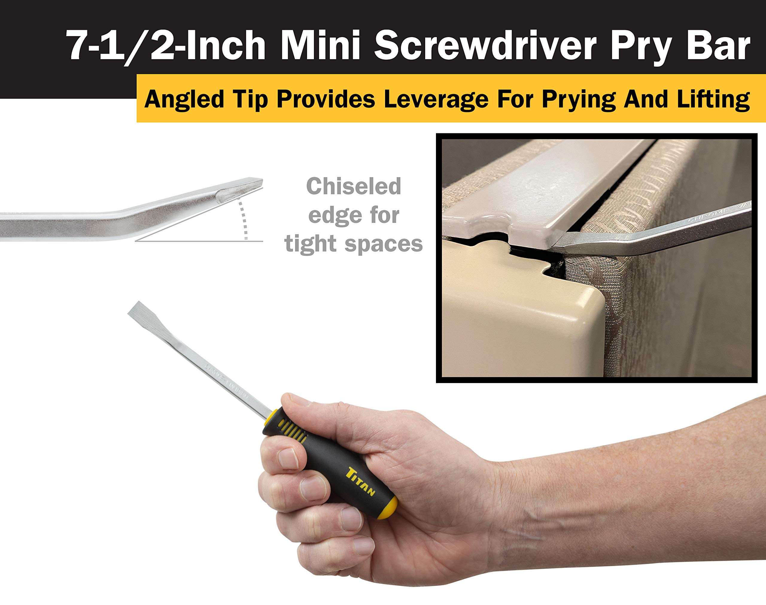 Titan 11512 7-1/2-Inch Mini Screwdriver Pry Bar