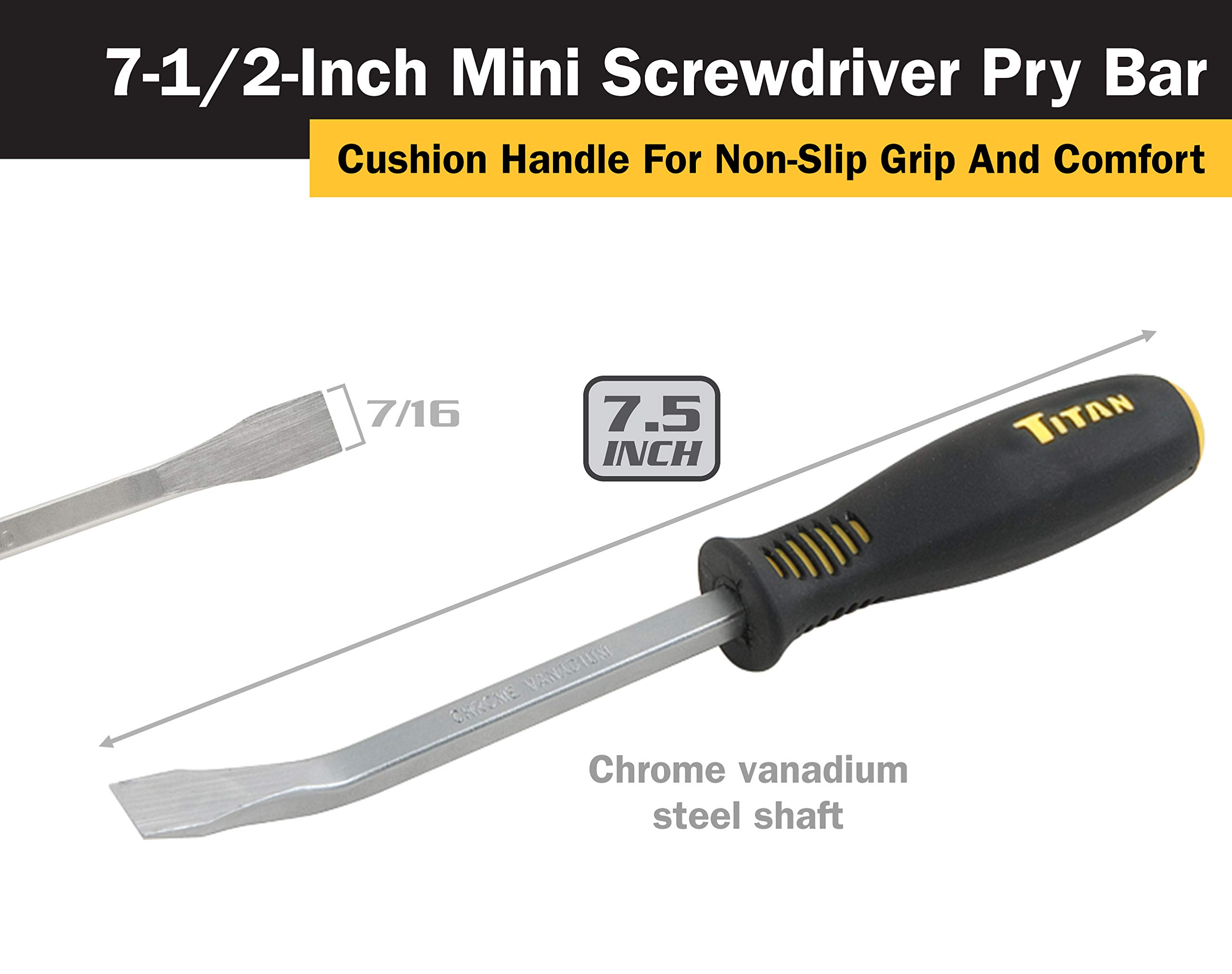 Titan 11512 7-1/2-Inch Mini Screwdriver Pry Bar
