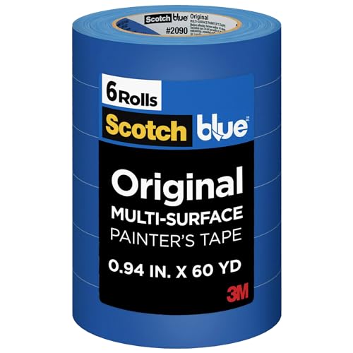 Scotch Painter's Tape Original Multi-Surface Painter's Tape, Blue, Paint Tape Protects Surfaces and Removes Easily, Multi-Surface Painting Tape for Indoor and Outdoor Use, 0.94 Inches x 60 Yards, 6 Rolls