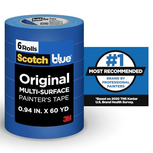 Scotch Painter's Tape Original Multi-Surface Painter's Tape, Blue, Paint Tape Protects Surfaces and Removes Easily, Multi-Surface Painting Tape for Indoor and Outdoor Use, 0.94 Inches x 60 Yards, 6 Rolls