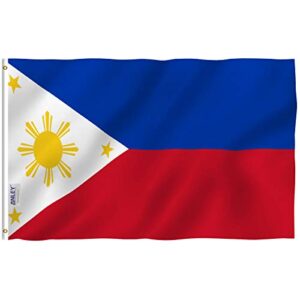 anley fly breeze 3x5 foot philippines flag - vivid color and fade proof - canvas header and double stitched - filipino philippine national flags polyester with brass grommets 3 x 5 ft