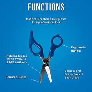 Jonard Tools ES-1964ERG Stainless Steel Electrician Scissors, For Heavy Duty Use With Ergonomic Handle
