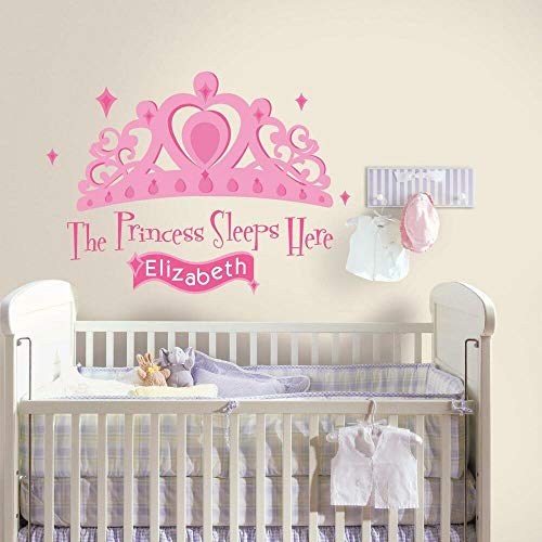 RoomMates RMK1787GM Princess Sleeps Here Peel and Stick Giant Wall Decal with Personalization , Pink