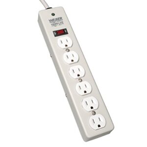 tripp lite 6 outlet surge protector power strip, industrial, 6ft. cord, 2100 joules, metal, (dg115-si) gray