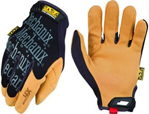 mechanix wear: the original material4x synthetic leather work gloves with secure fit, abrasion resistant, added durability, safety gloves for men, multi-purpose use (brown, large)