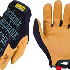 Mechanix Wear: The Original Material4X Synthetic Leather Work Gloves with Secure Fit, Abrasion Resistant, Added Durability, Safety Gloves for Men, Multi-Purpose Use (Brown, Large)