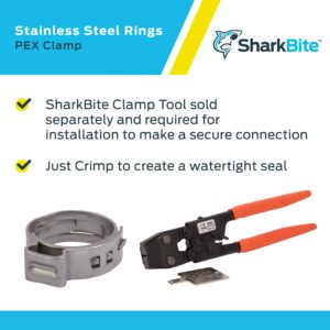 SharkBite 1/2 Inch Clamp Ring, Pack of 10, Stainless Steel Plumbing Fitting, PEX Pipe, PE-RT, UC953A