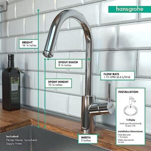 hansgrohe Talis S² Chrome High Arc Kitchen Faucet, Kitchen Faucets with Pull Down Sprayer, Faucet for Kitchen Sink, Magnetic Docking Spray Head, Chrome 14872001