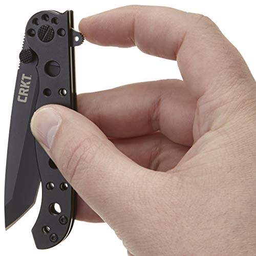 CRKT M16-10KS EDC Folding Pocket Knife: Everyday Carry, Black Serrated Edge Blade, Tanto, Frame Lock, Stainless Steel Handle, Reversible Pocket Clip