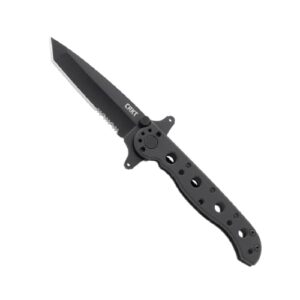 crkt m16-10ksf edc folding pocket knife: special forces everyday carry, black serrated edge blade, tanto, frame lock, dual hilt, stainless steel handle, reversible pocket clip