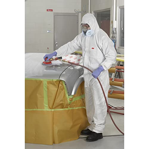 3M Protective Disposable Coveralls, Bulk Pack of 25 White Coveralls, Hooded with Elastic Cuff, Two-way Zipper, Antistatic Protection, XL, 4510-BLK-XL