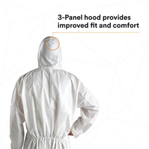 3M Protective Disposable Coveralls, Bulk Pack of 25 White Coveralls, Hooded with Elastic Cuff, Two-way Zipper, Antistatic Protection, XL, 4510-BLK-XL