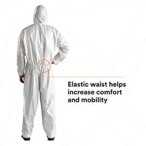 3M Protective Disposable Coveralls, Bulk Pack of 25 White Coveralls, Hooded with Elastic Cuff, Two-way Zipper, Antistatic Protection, XL, 4510-BLK-XL