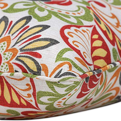 Pillow Perfect Bright Floral Indoor/Outdoor Accent Throw Pillow, Plush Fill, Weather, and Fade Resistant, Lumbar - 11.5" x 18.5" , Green/Red Zoe, 2 Count