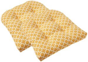 pillow perfect outdoor/indoor hockley banana tufted seat cushions (round back), 2 count (pack of 1), yellow