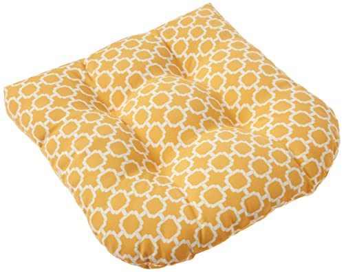 Pillow Perfect Outdoor/Indoor Hockley Banana Tufted Seat Cushions (Round Back), 2 Count (Pack of 1), Yellow