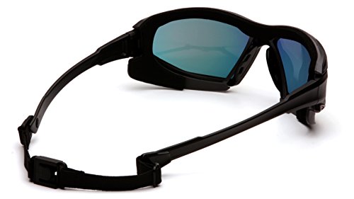 Pyramex Safety Highlander XP Eyewear, Black-Gray Frame/Sky Red Mirror Anti-Fog Lens