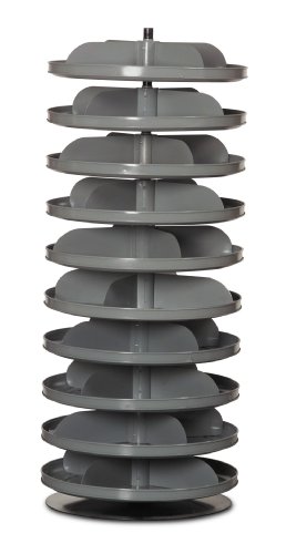 Durham 1110-95 Rotabin Gray Cold Rolled Steel 10 Revolving Shelves, 600lbs Capacity, 17" Diameter x 41-3/8" Height