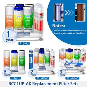 iSpring RCC1UP-AK 100GPD Under Sink 7-Stage Reverse Osmosis RO Drinking Filtration System and Water Filter for Sink with Alkaline Remineralization, Booster Pump and UV Ultraviolet Filter, White