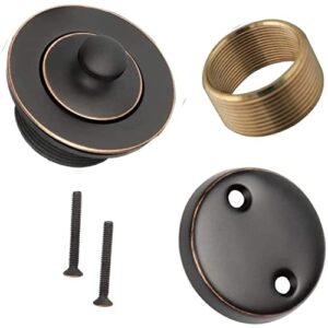 oil-rubbed bronze tub drain stopper kit - bathtub drain, bushing, face plate, and conversion kit with three screws bathtub drain kit - all brass construction with conversion parts