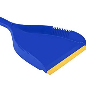 Superio Clip-On Dustpan - Heavy Duty Blue Plastic, Easy Grip Clip On Dust Pan with Rubber Edge, Detailed Sweeping Debris, Fits Standard Brooms Home & Commercial Dusting & Cleaning Tool (1)