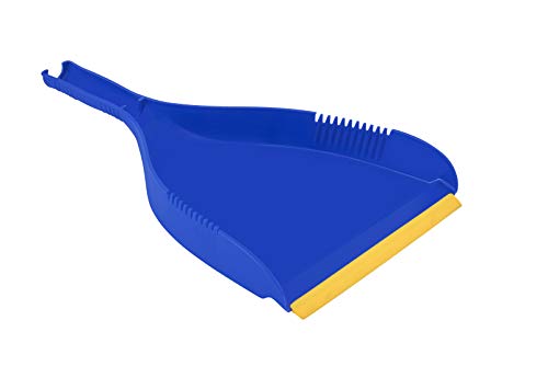 Superio Clip-On Dustpan - Heavy Duty Blue Plastic, Easy Grip Clip On Dust Pan with Rubber Edge, Detailed Sweeping Debris, Fits Standard Brooms Home & Commercial Dusting & Cleaning Tool (1)