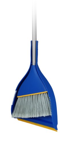 Superio Clip-On Dustpan - Heavy Duty Blue Plastic, Easy Grip Clip On Dust Pan with Rubber Edge, Detailed Sweeping Debris, Fits Standard Brooms Home & Commercial Dusting & Cleaning Tool (1)