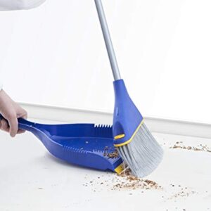 Superio Clip-On Dustpan - Heavy Duty Blue Plastic, Easy Grip Clip On Dust Pan with Rubber Edge, Detailed Sweeping Debris, Fits Standard Brooms Home & Commercial Dusting & Cleaning Tool (1)