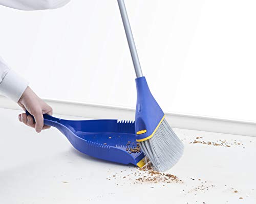 Superio Clip-On Dustpan - Heavy Duty Blue Plastic, Easy Grip Clip On Dust Pan with Rubber Edge, Detailed Sweeping Debris, Fits Standard Brooms Home & Commercial Dusting & Cleaning Tool (1)