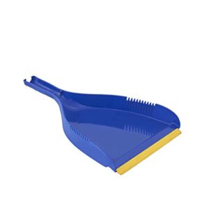 Superio Clip-On Dustpan - Heavy Duty Blue Plastic, Easy Grip Clip On Dust Pan with Rubber Edge, Detailed Sweeping Debris, Fits Standard Brooms Home & Commercial Dusting & Cleaning Tool (1)