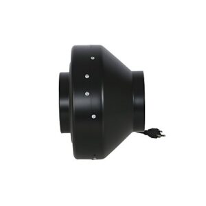 Hurricane 6 Inch Inline Fan 435 CFM - Quiet Fan with Steel Housing and Powder-Coated Finish, Easy Installation, Black