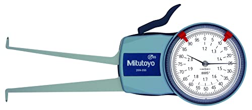 Mitutoyo 209-352 Caliper Gauge, Pointed Jaw, White Face, 0.4-1.2" Range, +/-0.0015" Accuracy, 0.0005" Resolution, Meets IP65 Specifications