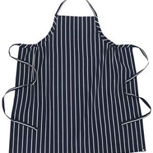 Chef Works Unisex English Chef Apron, Navy W/ Chalk Stripe, One Size