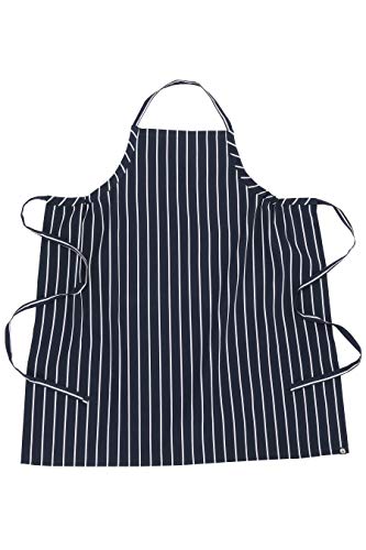 Chef Works Unisex English Chef Apron, Navy W/ Chalk Stripe, One Size