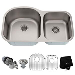 kraus kbu27 35 inch undermount 60/40 double bowl 16 gauge stainless steel kitchen sink