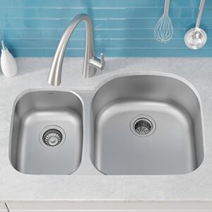 Kraus KBU25 32 inch Undermount 40/60 Double Bowl 16 gauge Stainless Steel Kitchen Sink