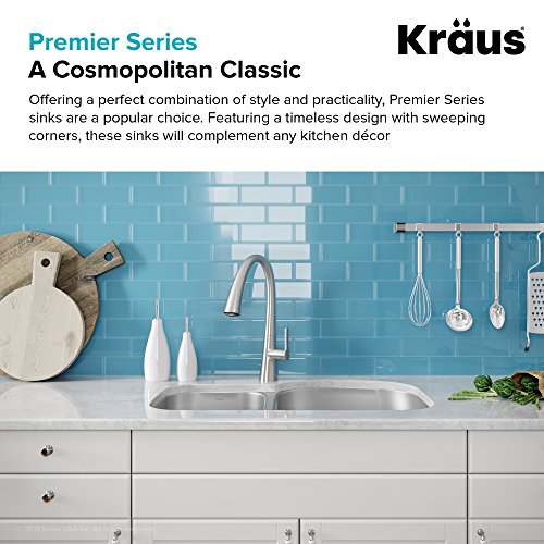 Kraus KBU25 32 inch Undermount 40/60 Double Bowl 16 gauge Stainless Steel Kitchen Sink