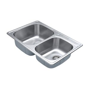 Kraus KTM32 Premier Kitchen Sink Double Bowl, 33.13, Satin