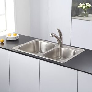 Kraus KTM32 Premier Kitchen Sink Double Bowl, 33.13, Satin