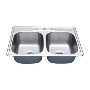 Kraus KTM33 33 inch Topmount 50/50 Double Bowl 18 gauge Stainless Steel Kitchen Sink