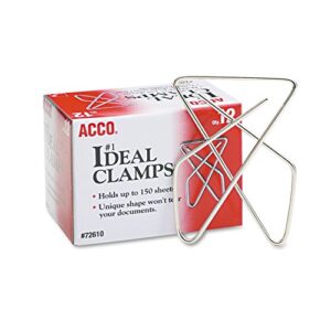 acco ideal paper clamp (butterfly clamp), smooth finish, no.1 size (large), 12/box (a7072610)