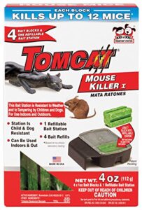 tomcat mouse killer i tier 1 refillable mouse bait station, 1 station with 4 baits (box)