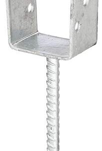 Gah-Alberts 214104 U-Shaped Post Holder with Concrete Base Made from Ribbed Steel Hot-Dip Galvanised Width 91 mm